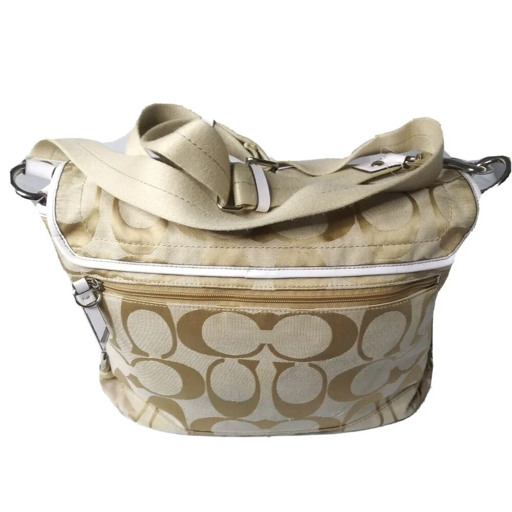 Coach Daisy Signature Messenger Bag F16557 Light Khaki & White